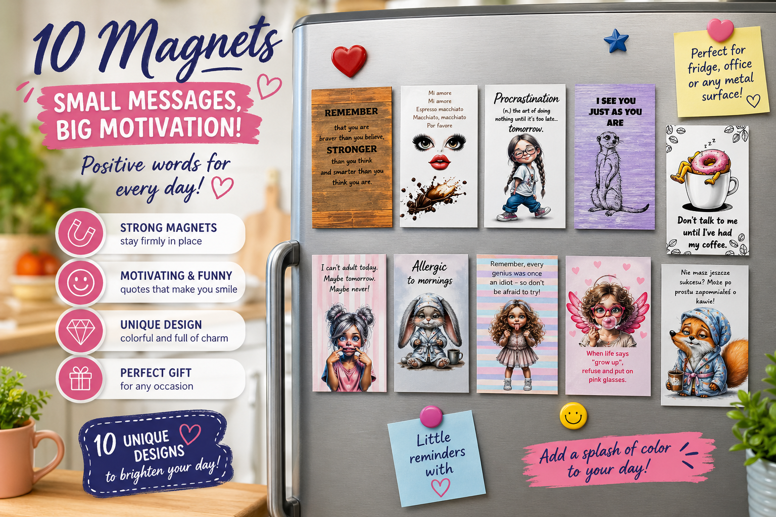 Colourful Motivational Fridge Magnets – Handmade Collection